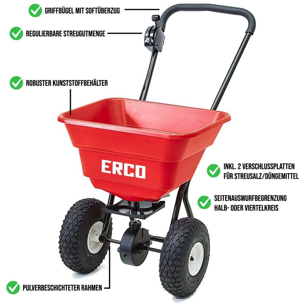 ERCO SP-1210 Streuwagen für Salz 35L Rasendünger Handstreuwagen Streusalz